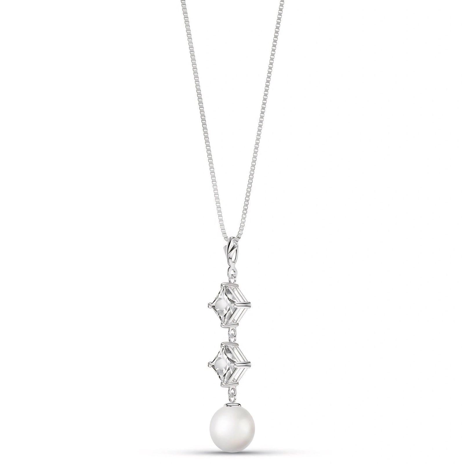 White Gold Pendant Necklace Pearl 10K — Mimosa