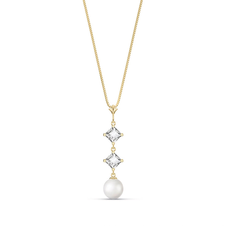 Yellow Gold Pendant Necklace Pearl 10K — Mimosa