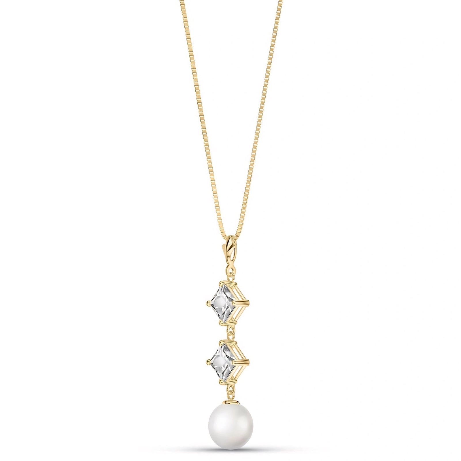 Yellow Gold Pendant Necklace Pearl 10K — Mimosa