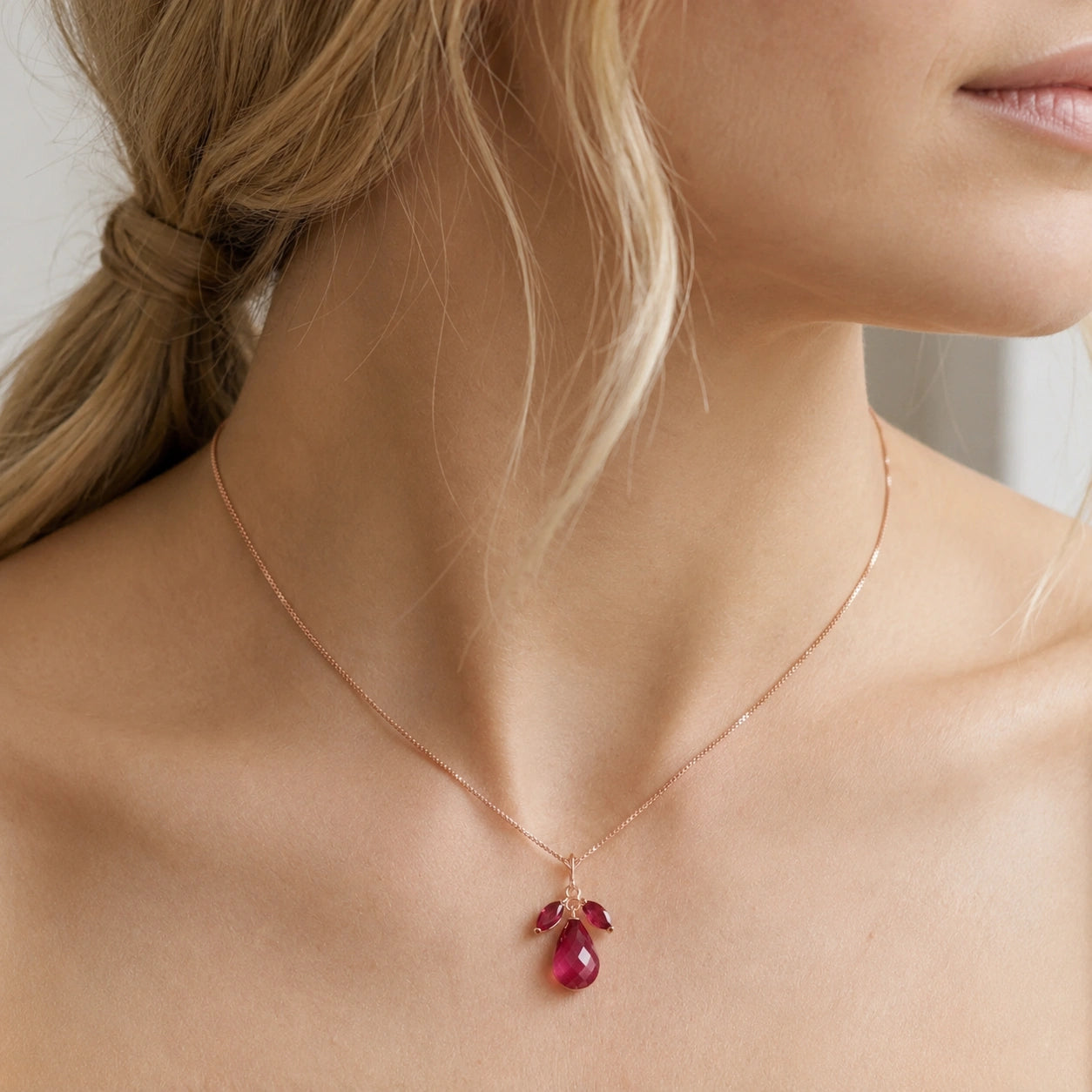 Rose Gold Necklace Amethyst 10K — Laura