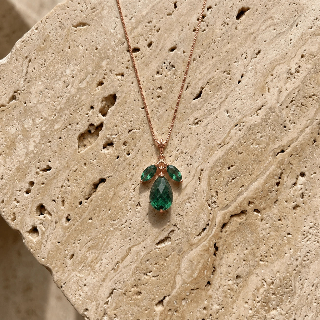 Rose Gold Necklace Blue Topaz 10K — Laura