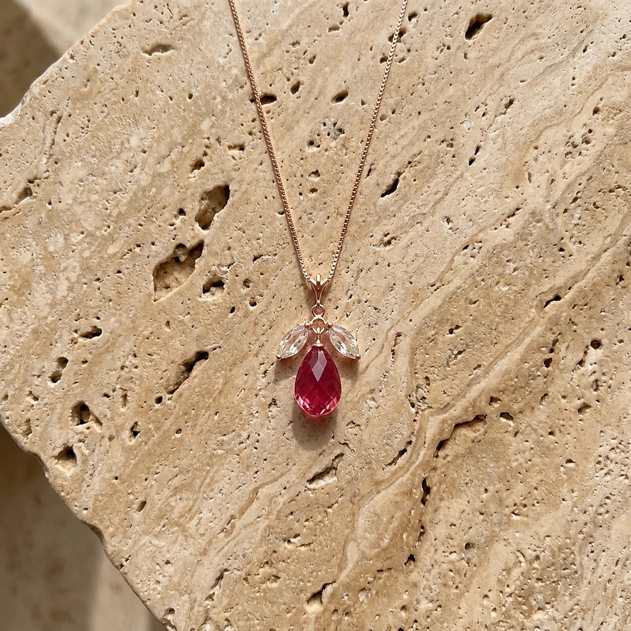 Rose Gold Necklace Citrine 10K — Laura