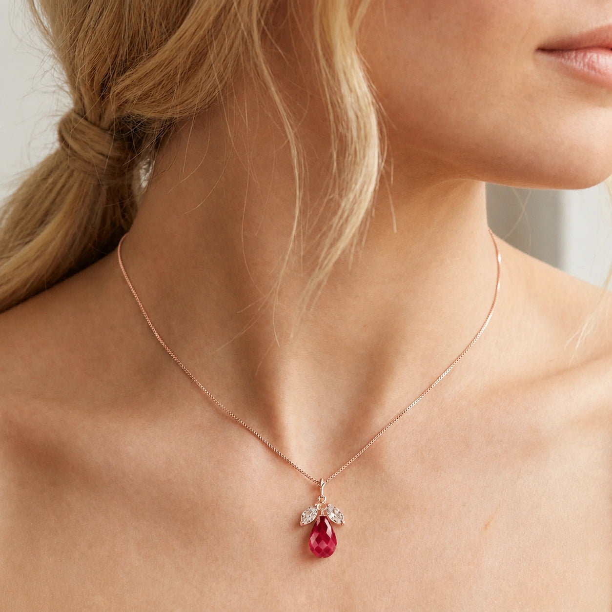 Rose Gold Necklace Citrine 10K — Laura