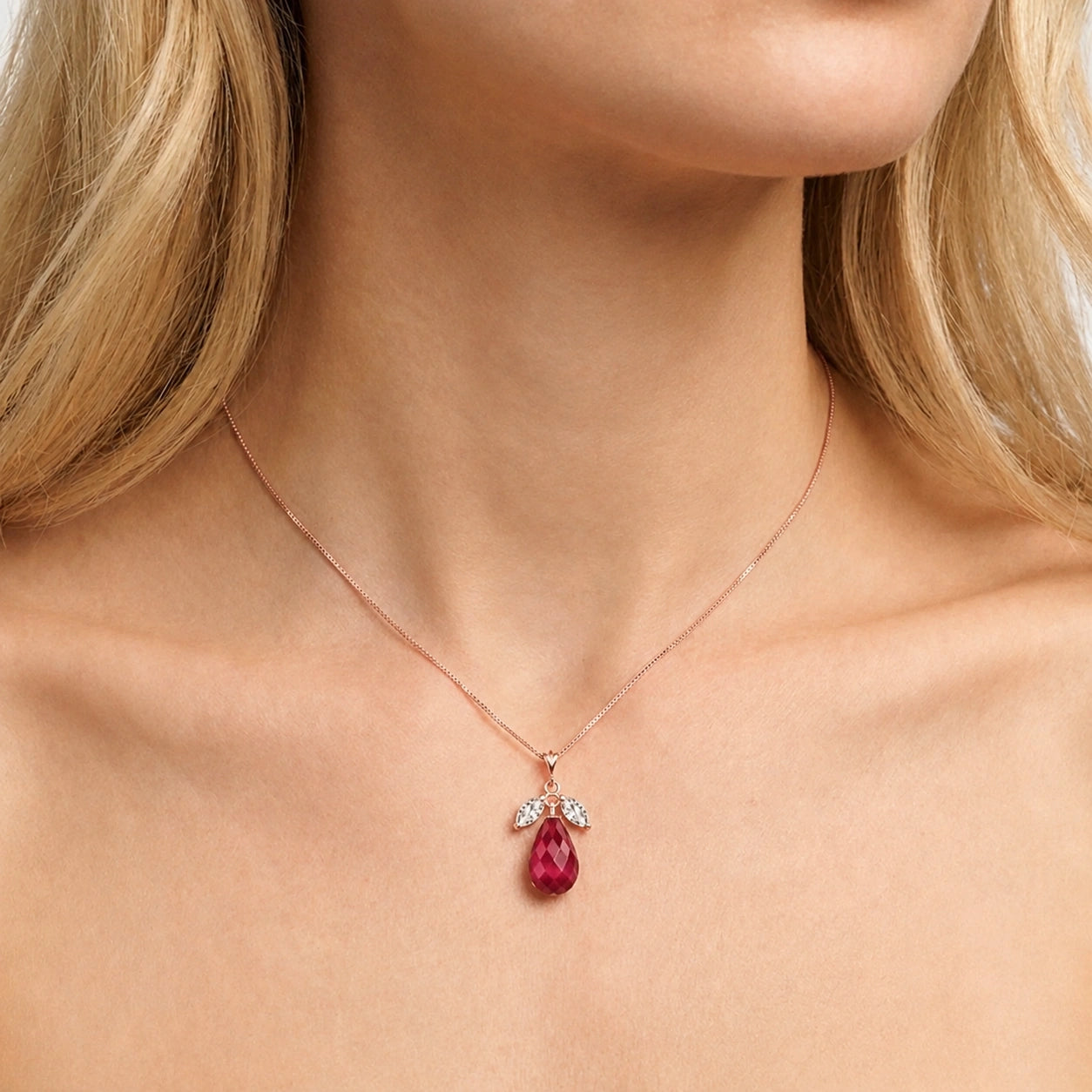 Rose Gold Necklace Citrine 10K — Laura