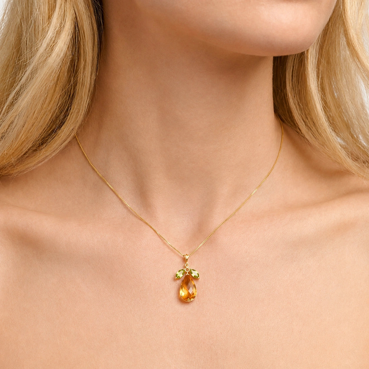 Yellow Gold Necklace Citrine 10K — Laura