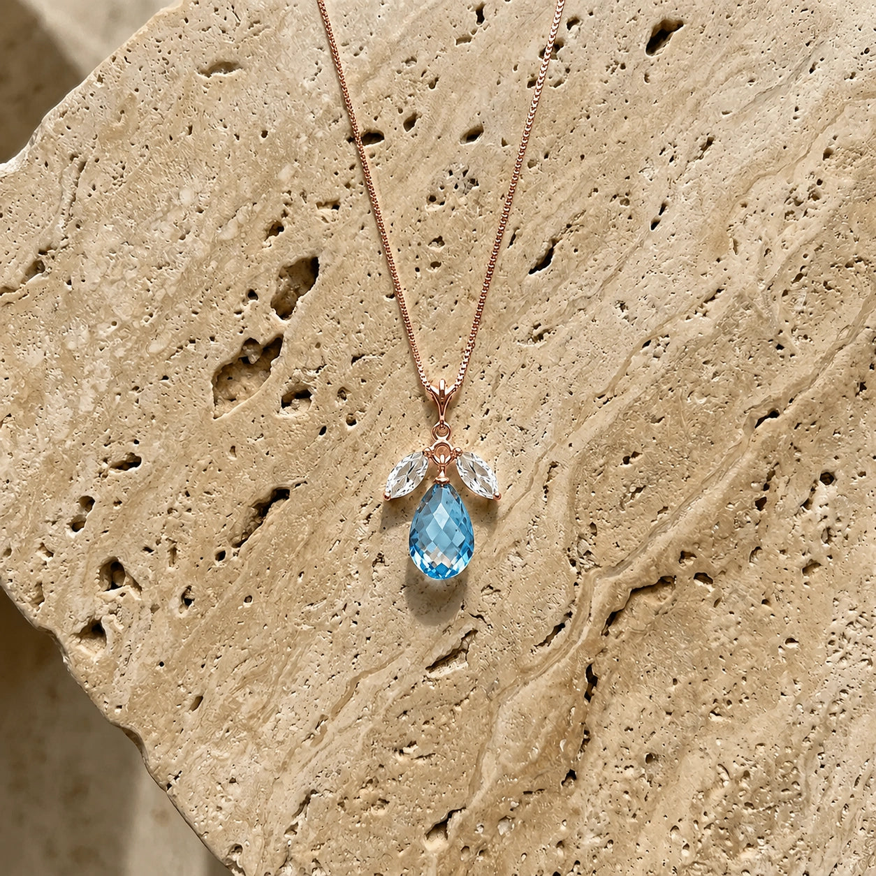 Rose Gold Necklace Sapphire 10K — Laura