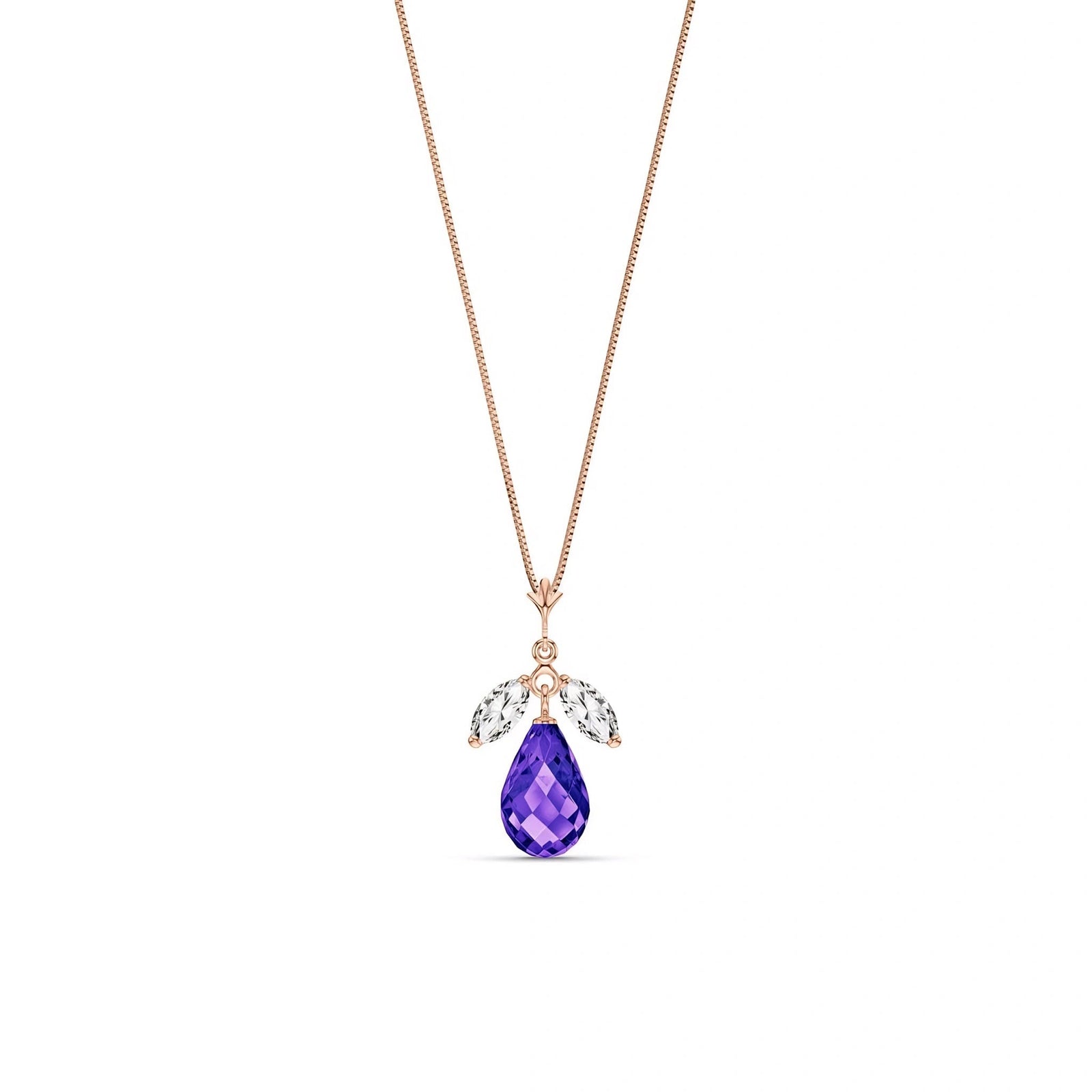 Rose Gold Necklace White Topaz 10K — Laura