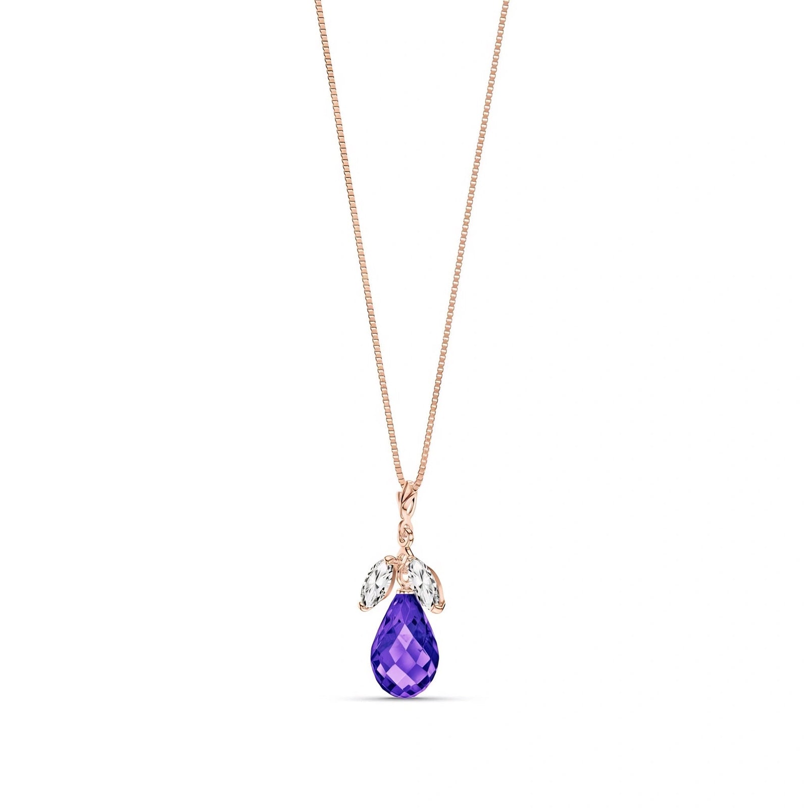 Rose Gold Necklace White Topaz 10K — Laura