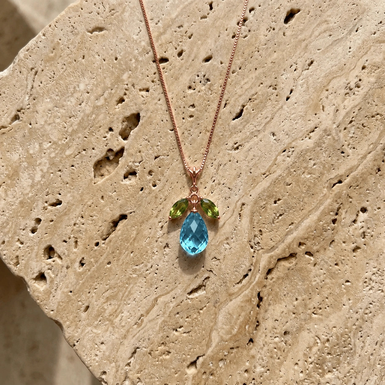 Rose Gold Necklace White Topaz 10K — Laura