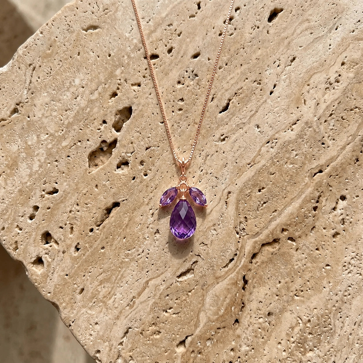 Rose Gold Necklace White Topaz 10K — Laura
