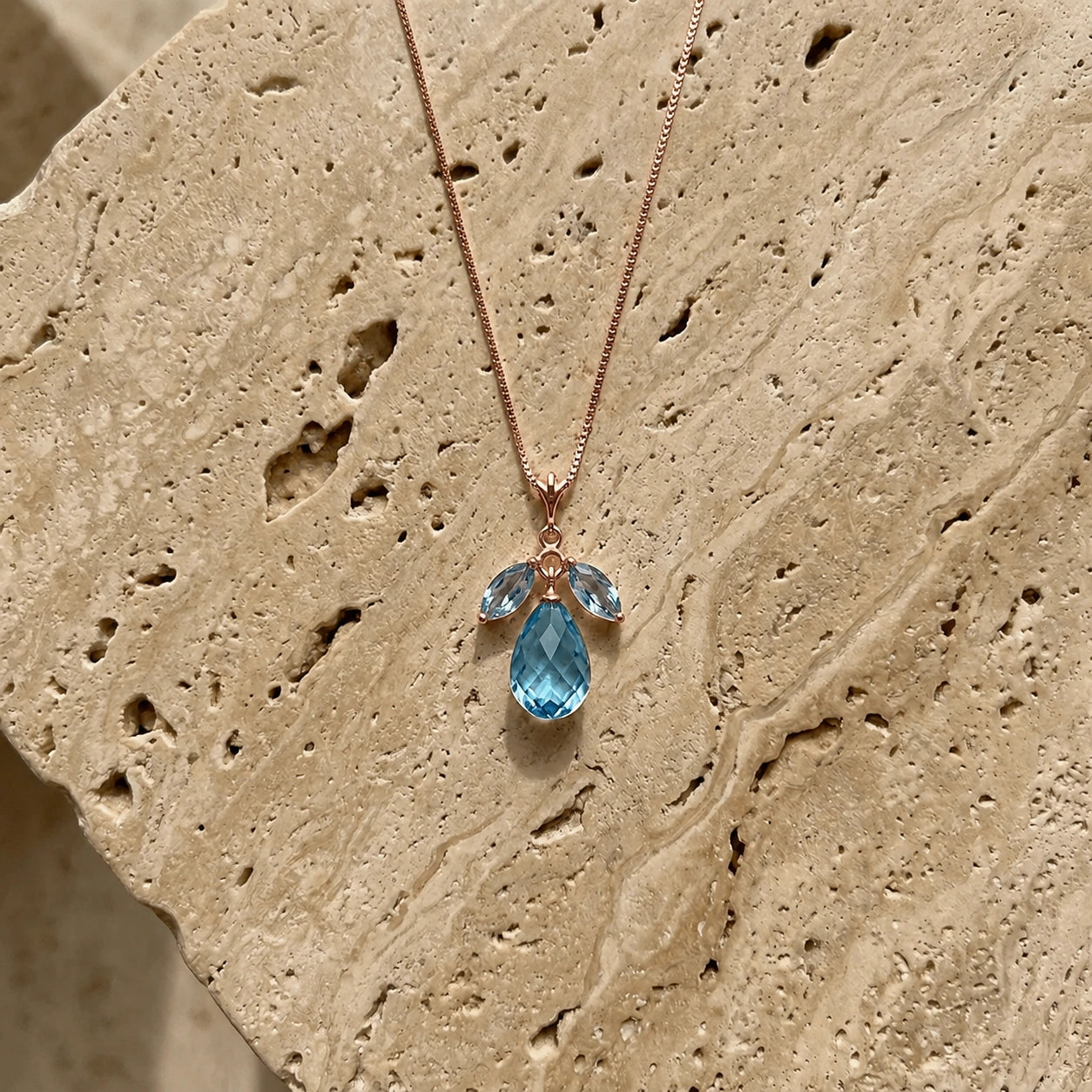 Rose Gold Necklace White Topaz 10K — Laura