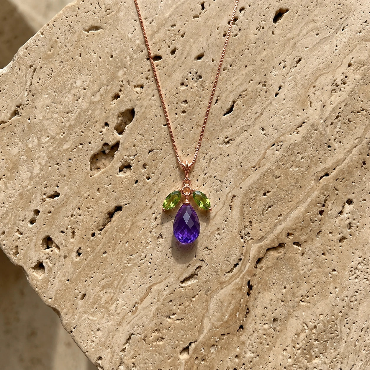 Rose Gold Necklace White Topaz 10K — Laura