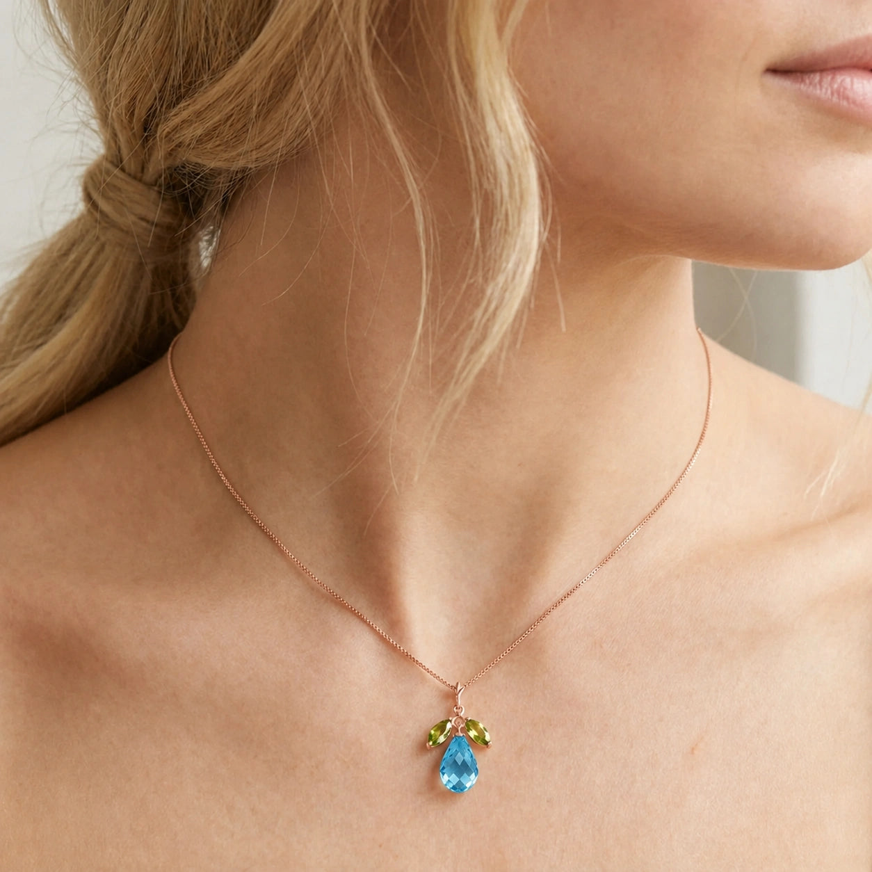Rose Gold Necklace White Topaz 10K — Laura