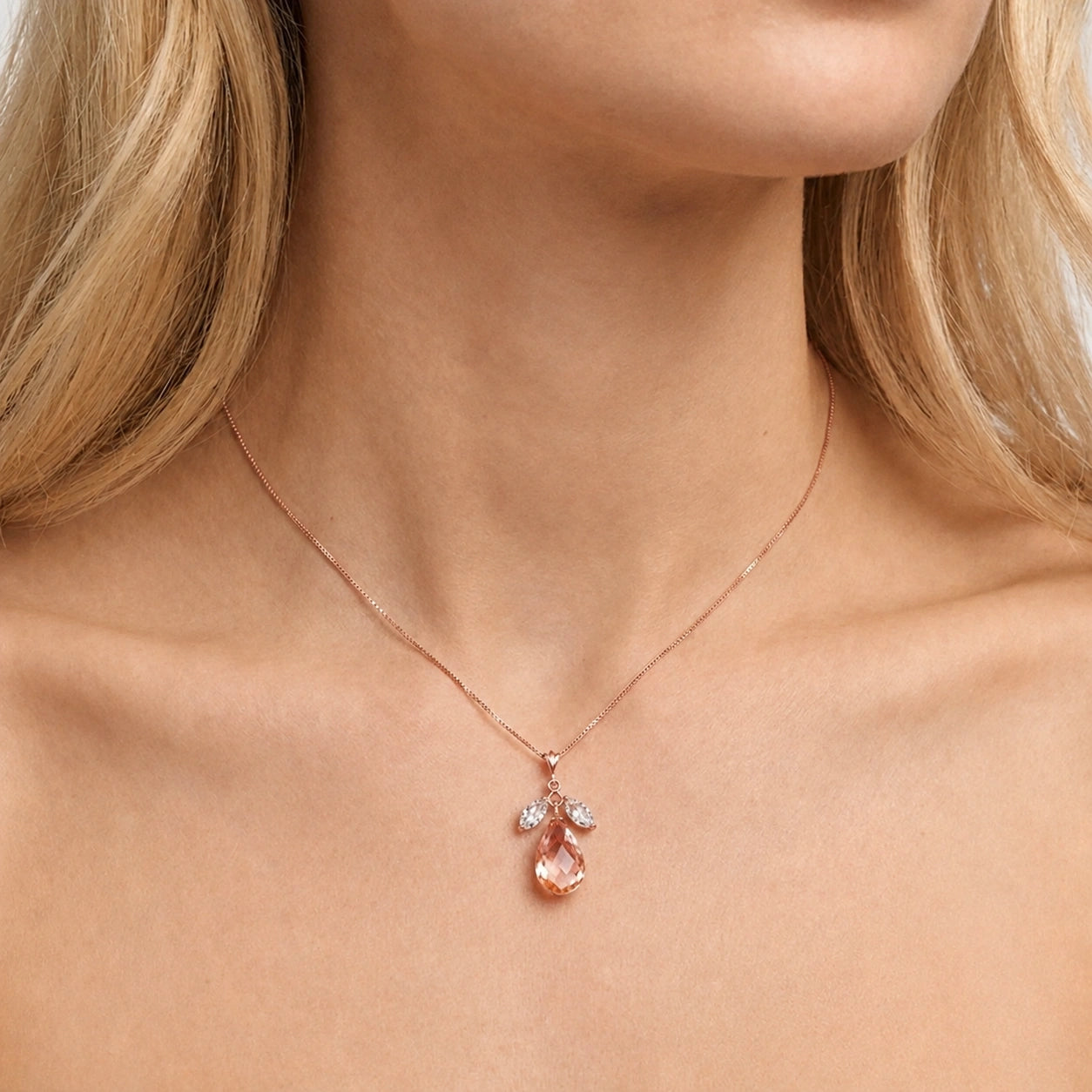 Rose Gold Necklace White Topaz 10K — Laura