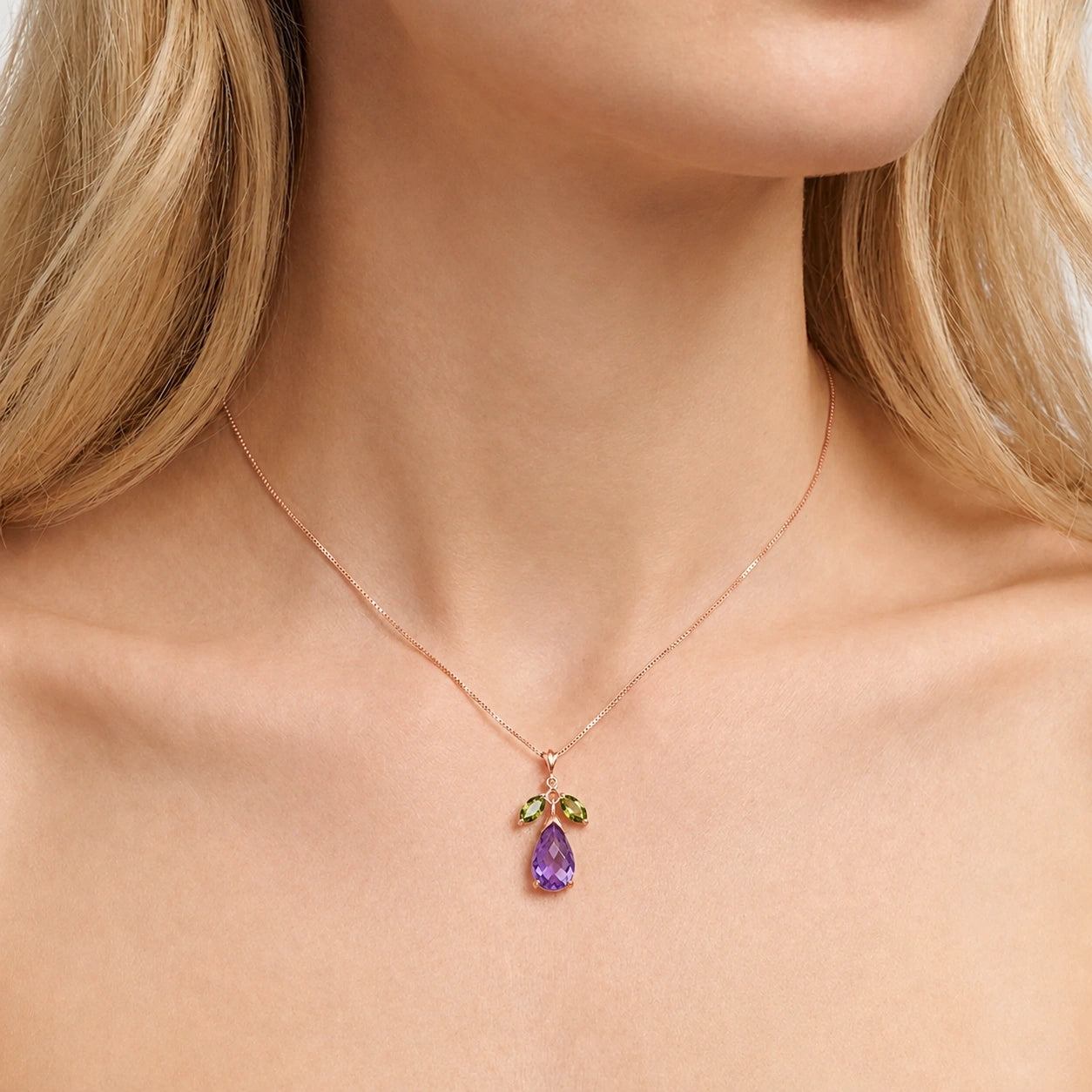 Rose Gold Necklace White Topaz 10K — Laura
