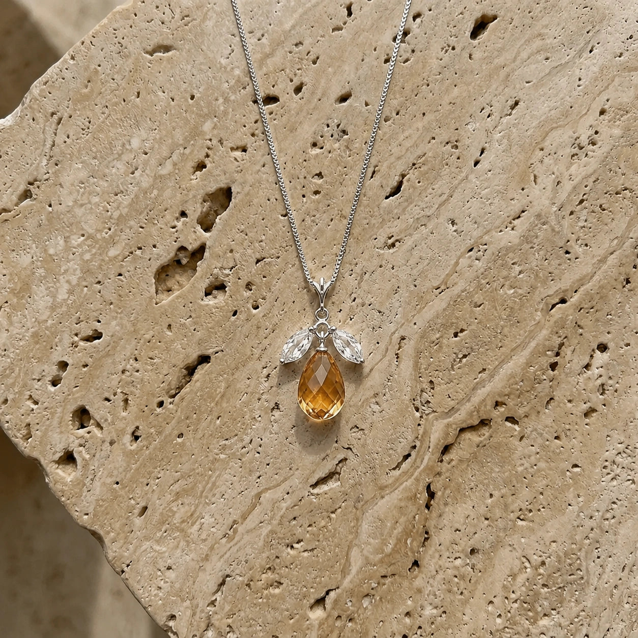 White Gold Necklace White Topaz 10K — Laura
