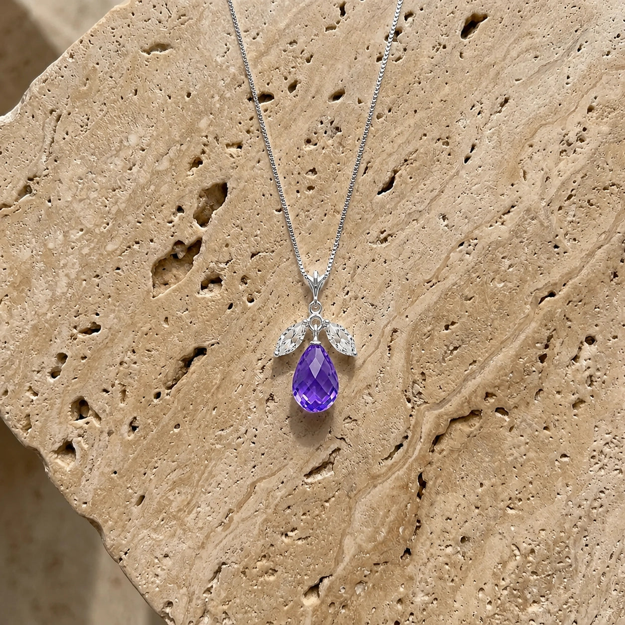 White Gold Necklace White Topaz 10K — Laura