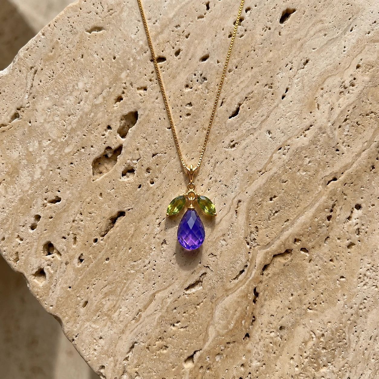 Yellow Gold Necklace White Topaz 10K — Laura