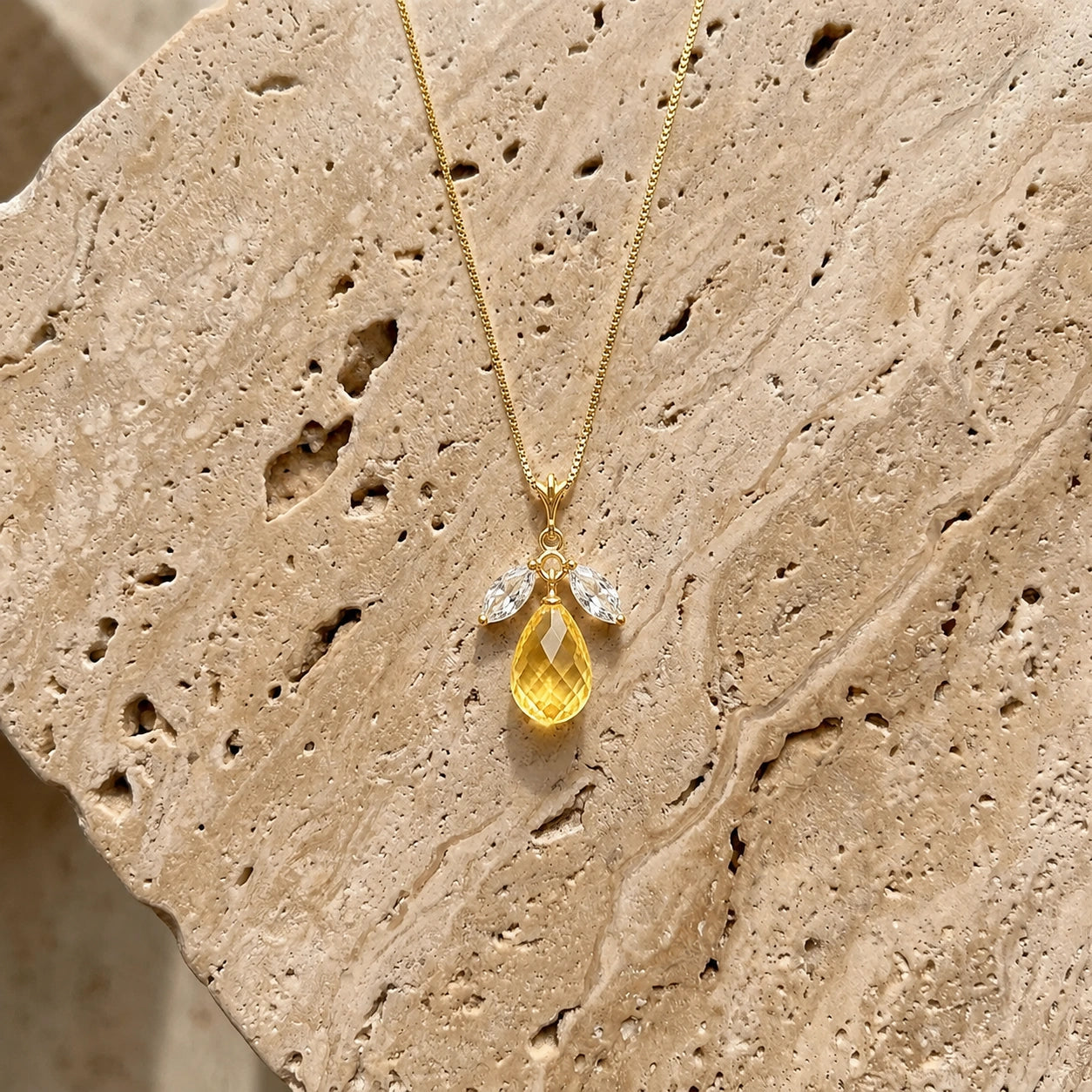 Yellow Gold Necklace White Topaz 10K — Laura
