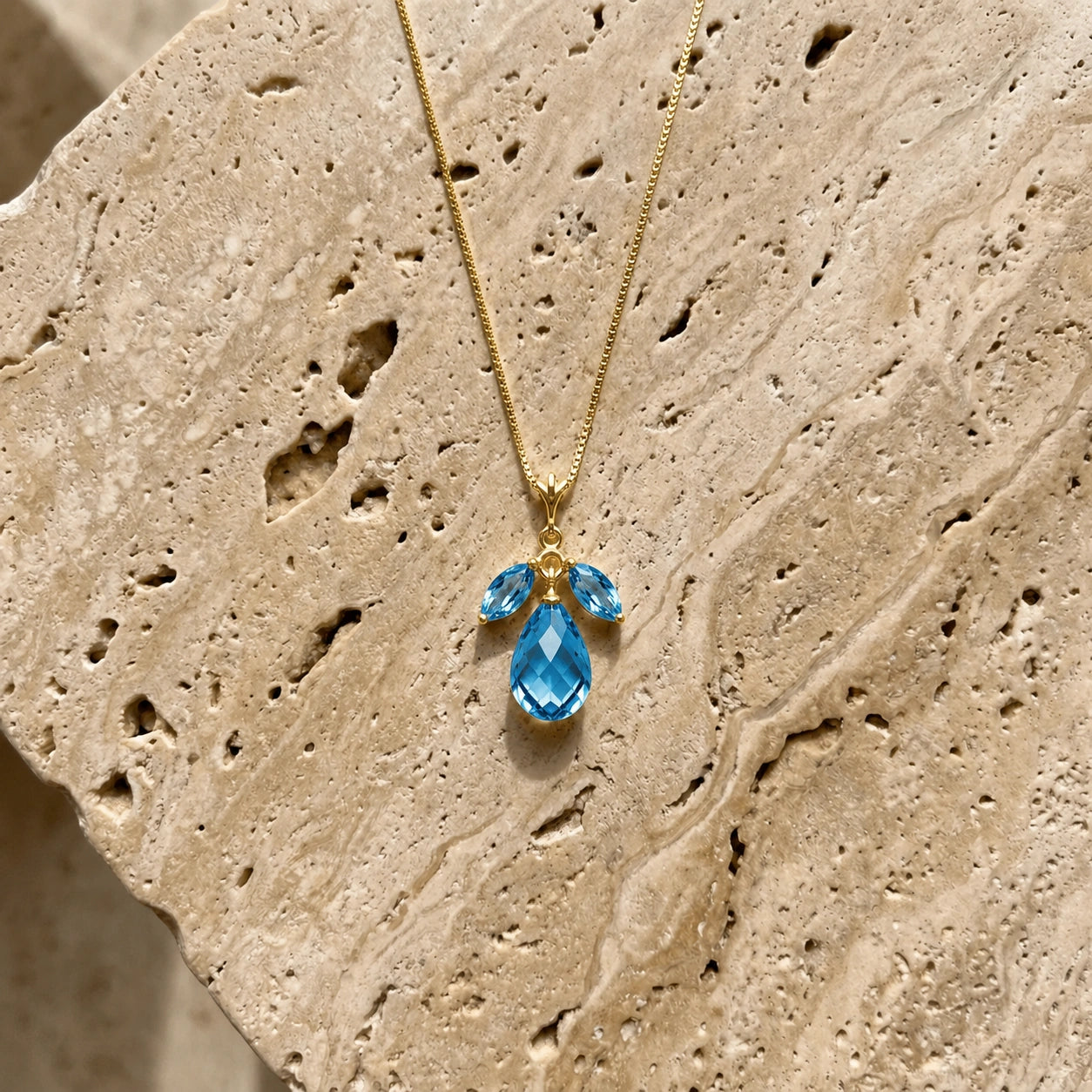 Yellow Gold Necklace White Topaz 10K — Laura