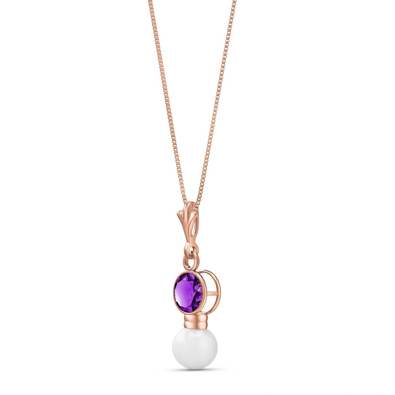 Rose Gold Rose Necklace Amethyst 10K — Laura
