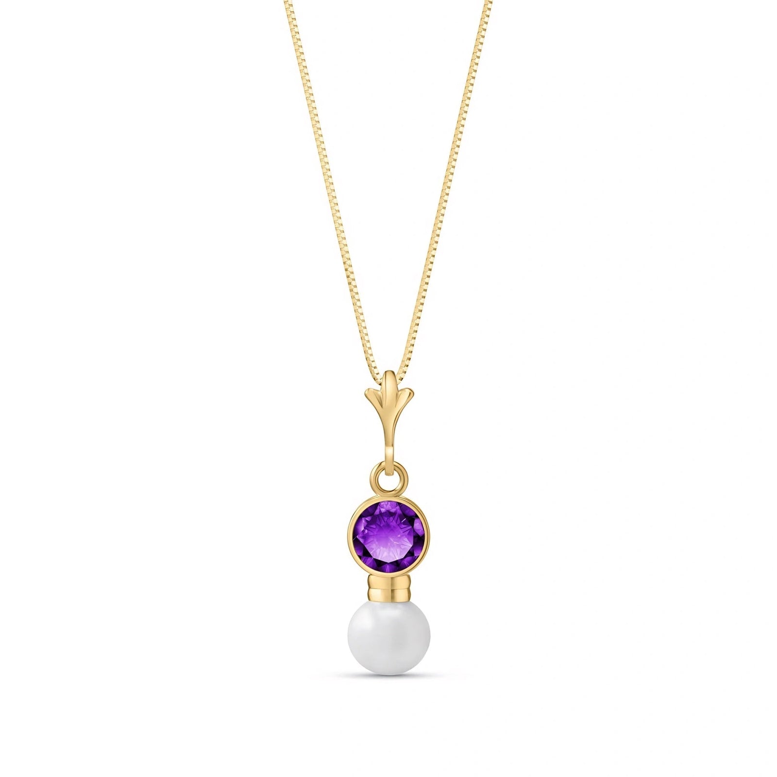 Yellow Gold Rose Necklace Amethyst 10K — Laura