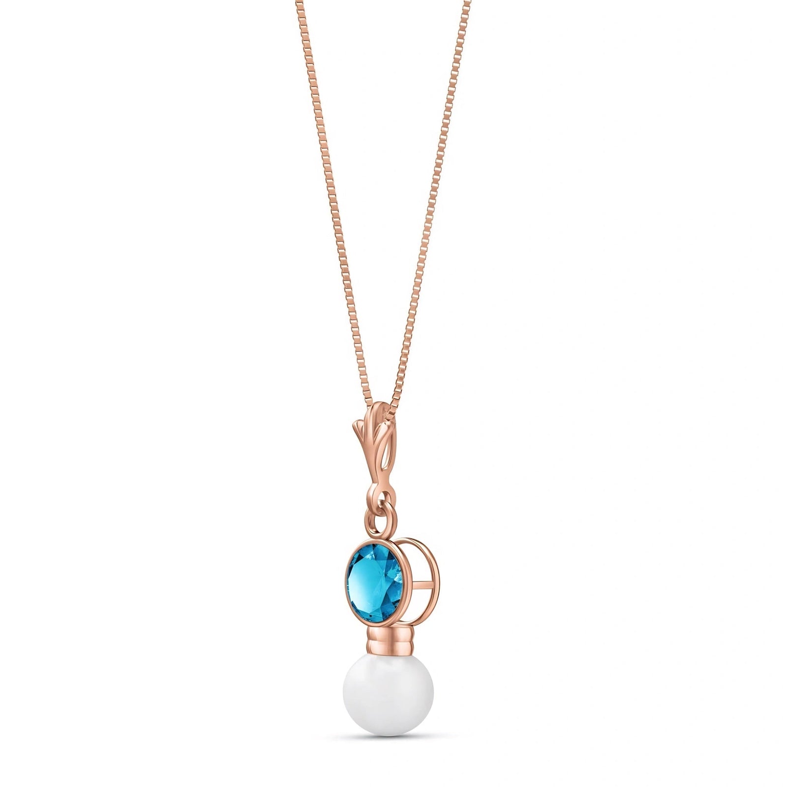 Rose Gold Rose Necklace Aquamarine 10K — Laura