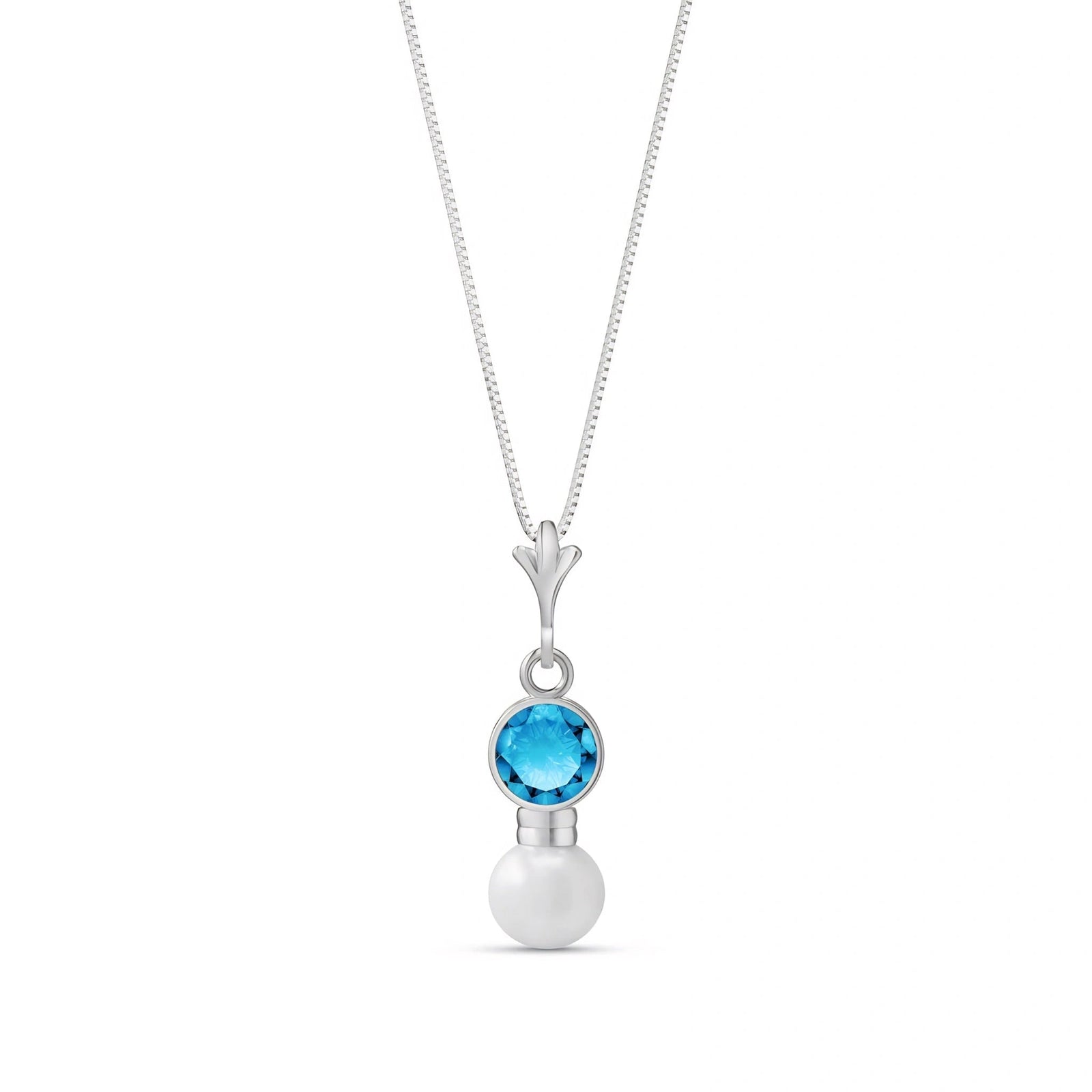 White Gold Rose Necklace Aquamarine 10K — Laura