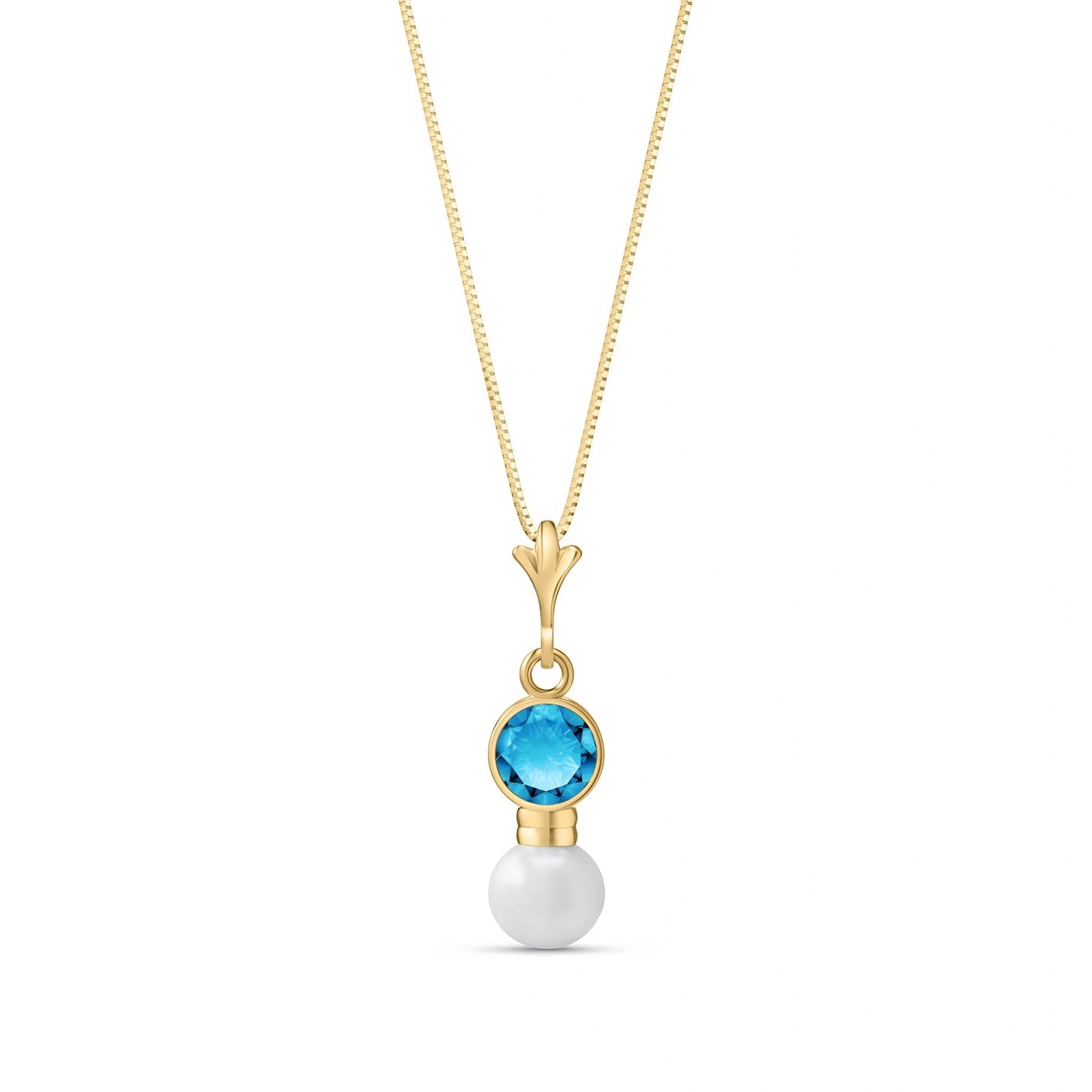 Yellow Gold Rose Necklace Aquamarine 10K — Laura