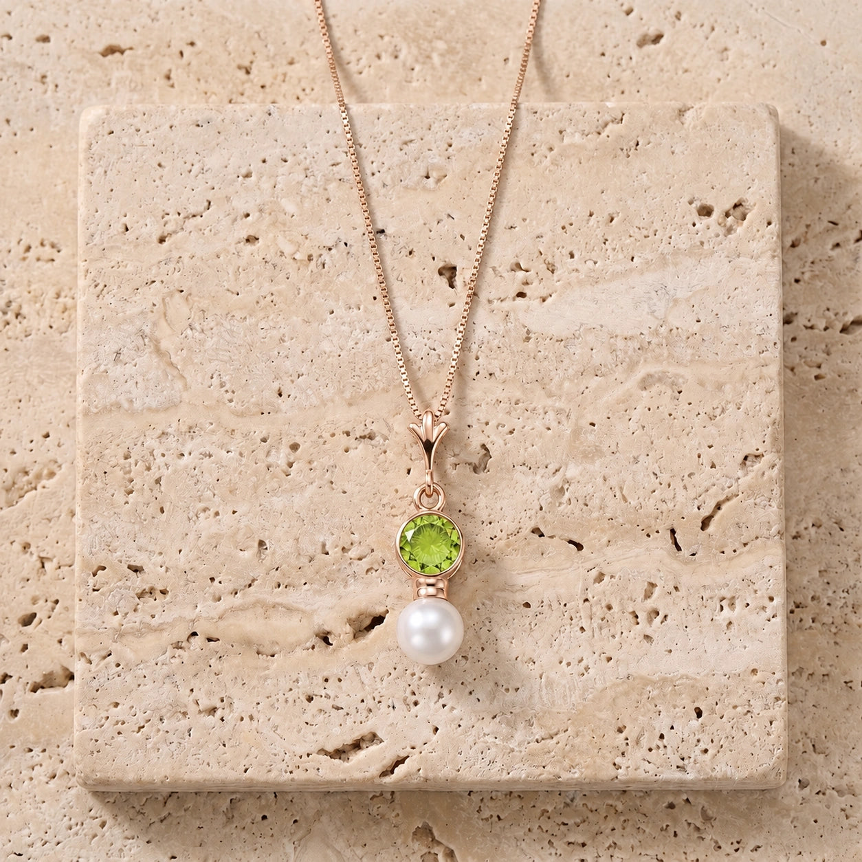 Rose Gold Rose Necklace Blue Topaz 10K — Laura