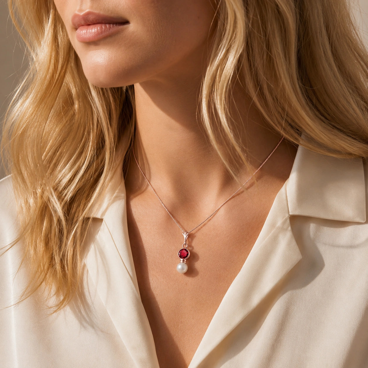 Rose Gold Rose Necklace Citrine 10K — Laura
