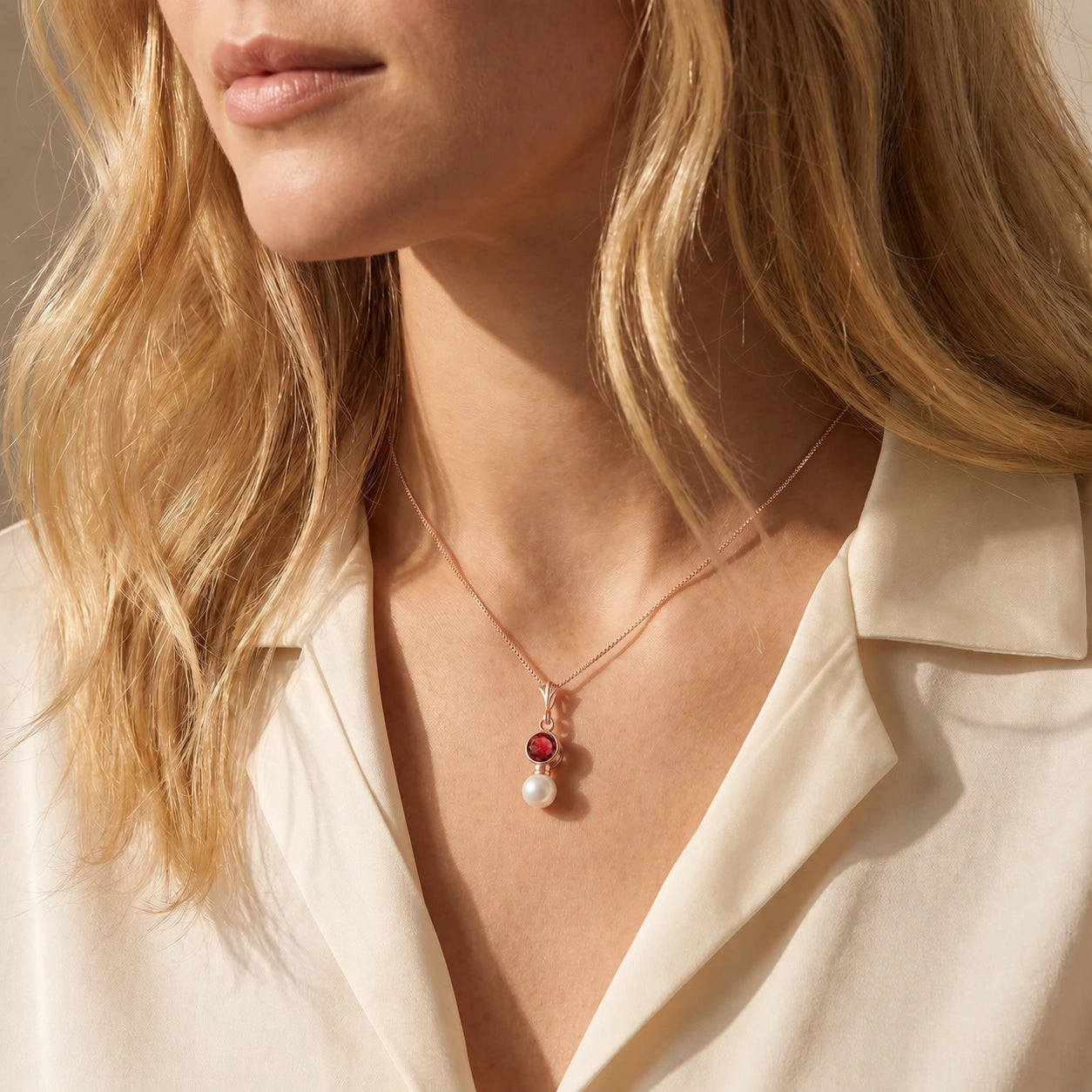 Rose Gold Rose Necklace Citrine 10K — Laura