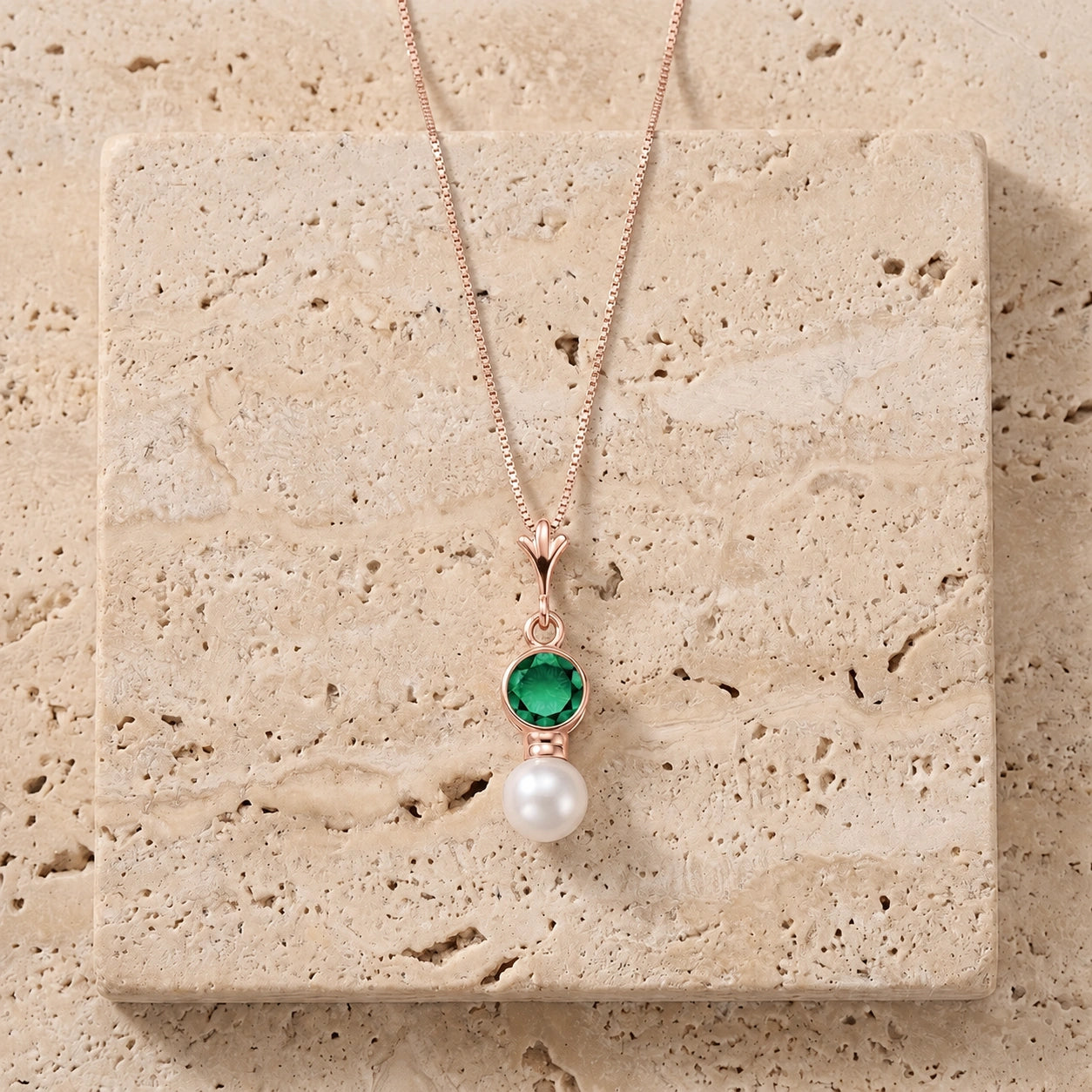 Rose Gold Rose Necklace Garnet 10K — Laura