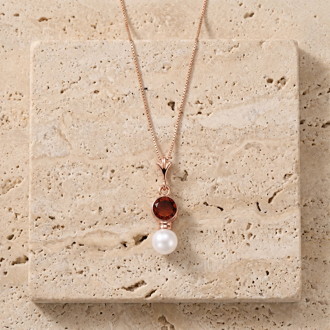Rose Gold Rose Necklace Pink Topaz 10K — Laura