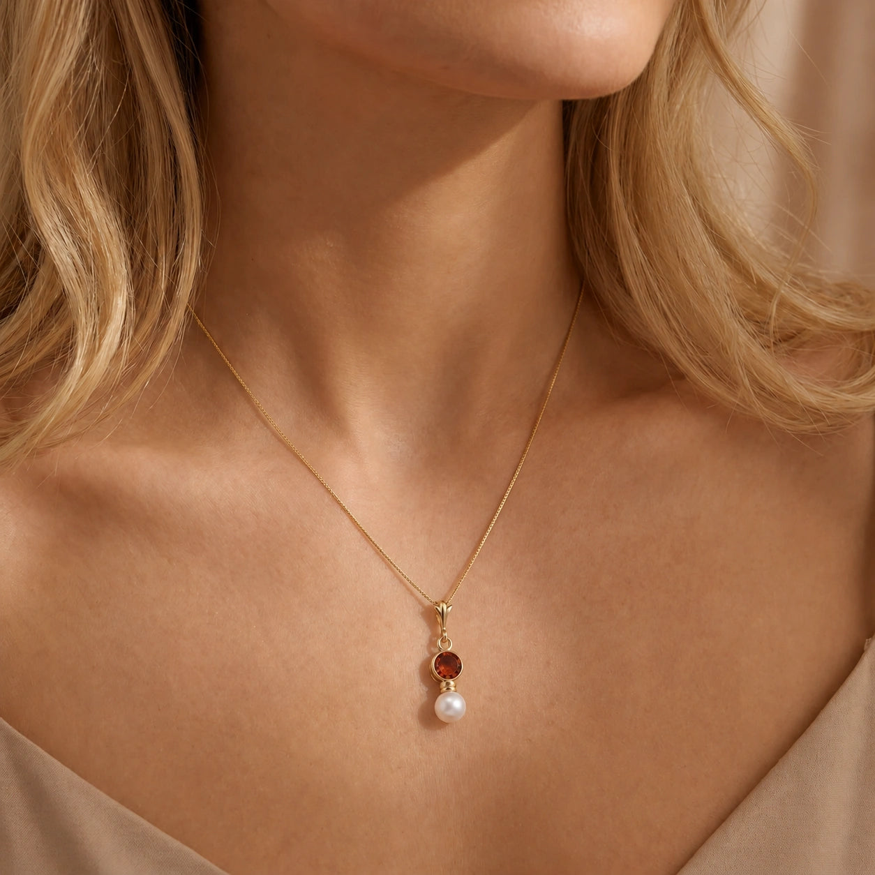 Yellow Gold Rose Necklace Pink Topaz 10K — Laura