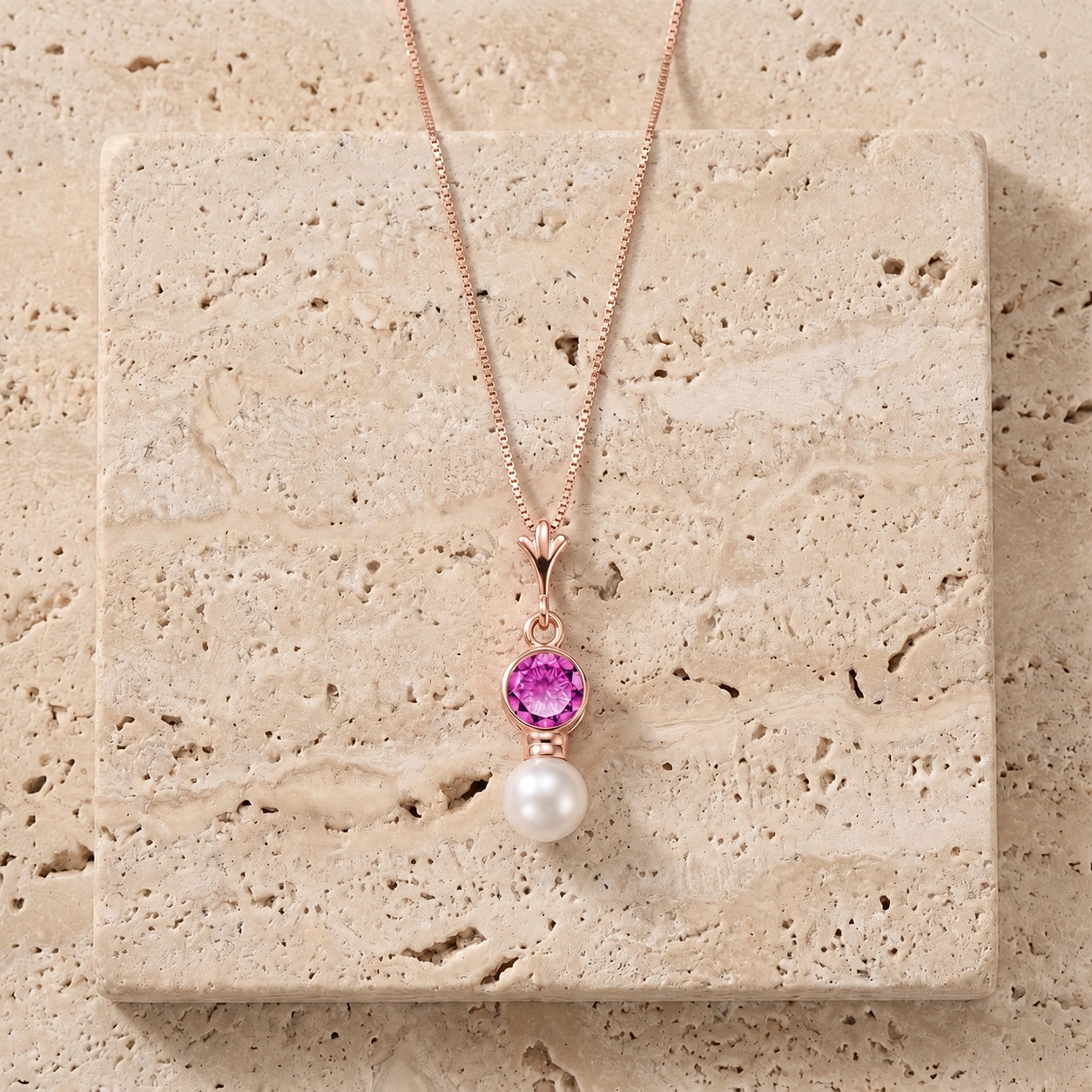 Rose Gold Rose Necklace Sapphire 10K — Laura