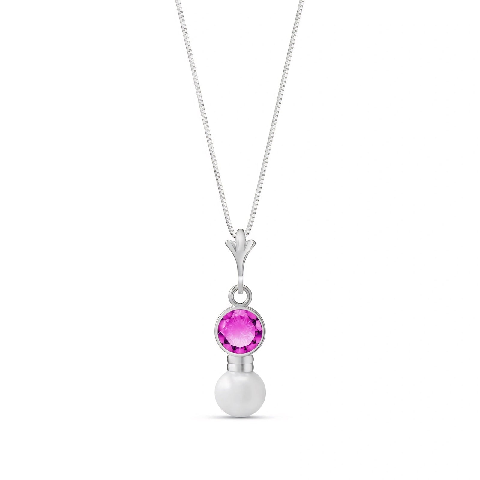 White Gold Rose Necklace Sapphire 10K — Laura