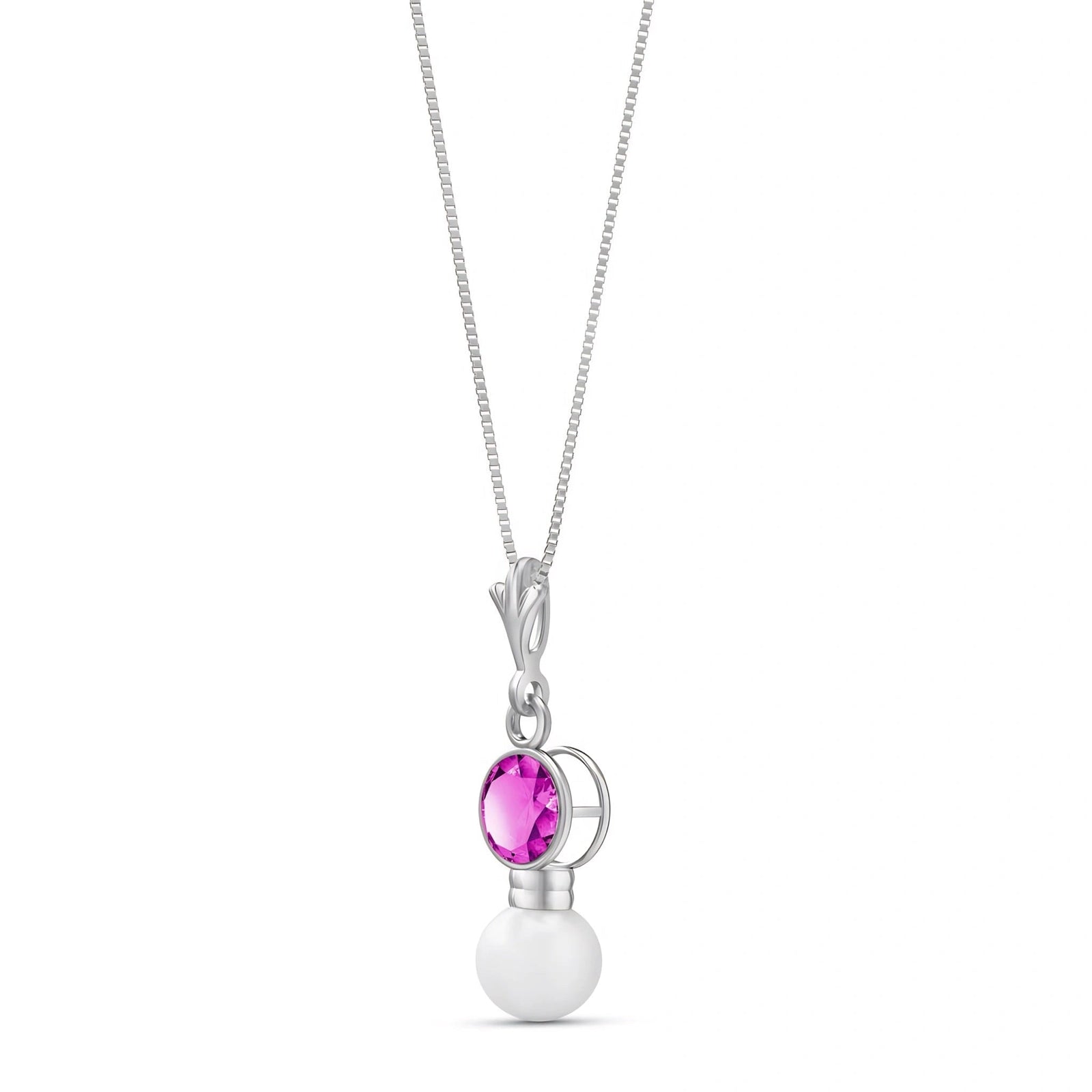 White Gold Rose Necklace Sapphire 10K — Laura