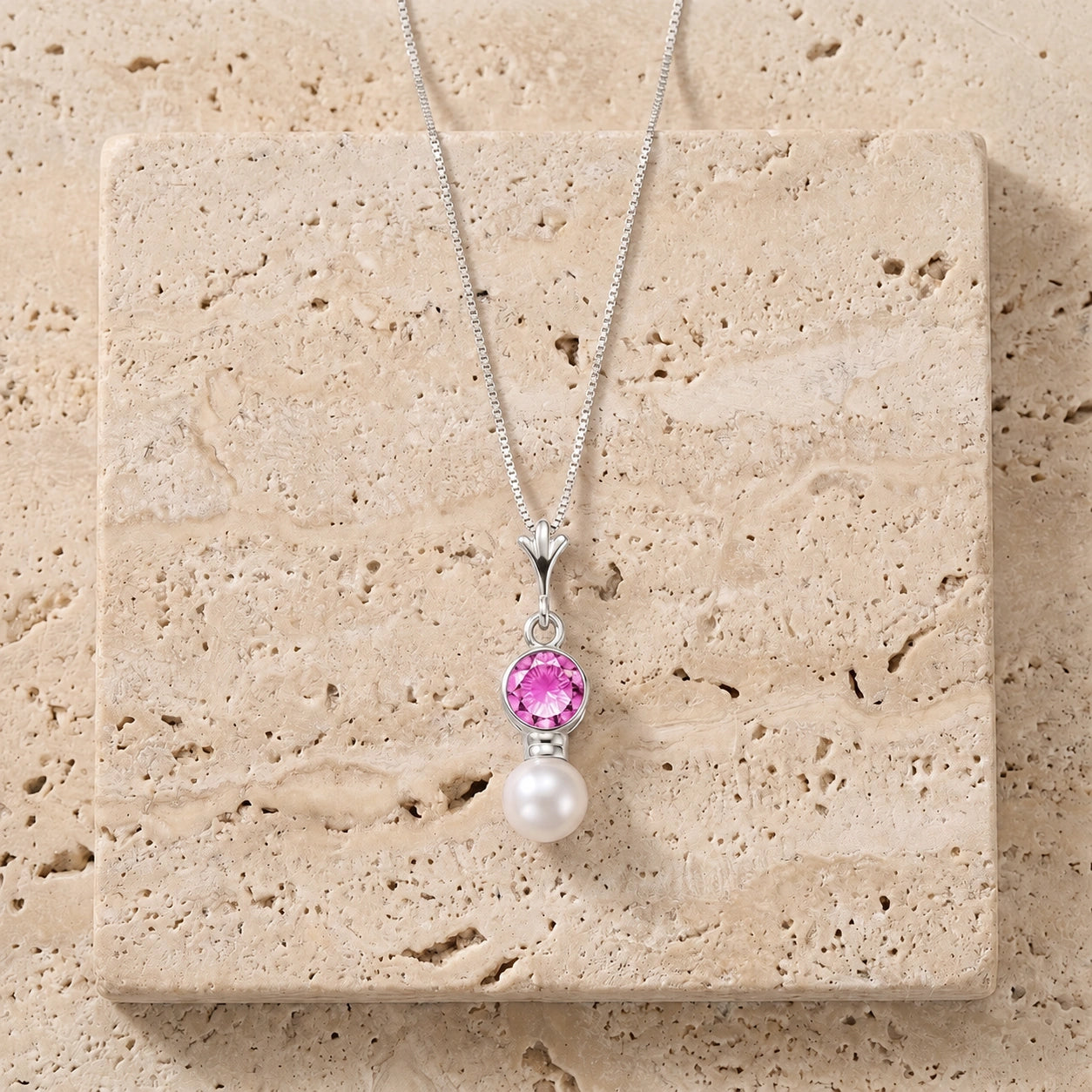 White Gold Rose Necklace Sapphire 10K — Laura