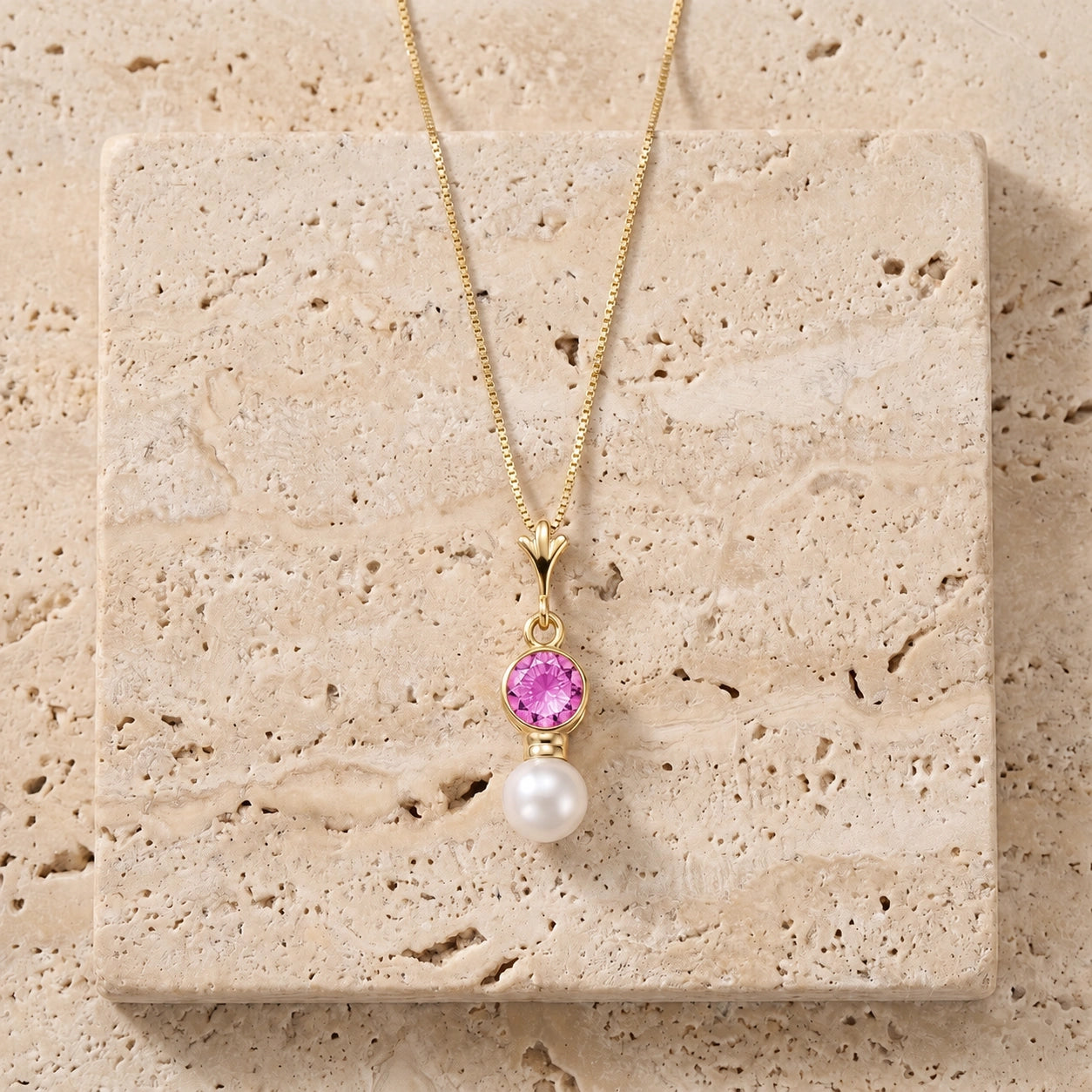Yellow Gold Rose Necklace Sapphire 10K — Laura