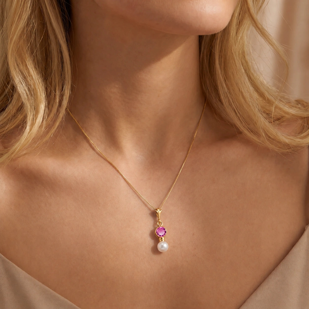 Yellow Gold Rose Necklace Sapphire 10K — Laura
