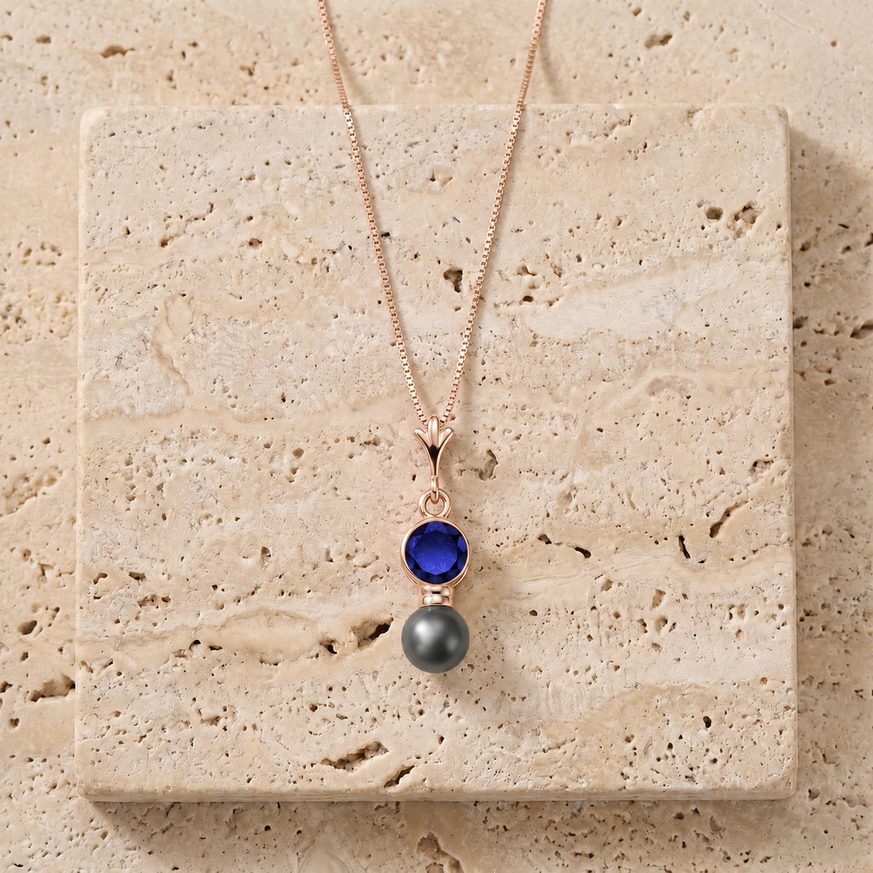 Rose Gold Rose Necklace Tanzanite 10K — Laura