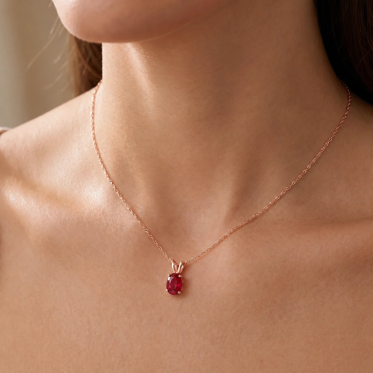 Rose Gold Belle Necklace Ruby 10K — Mimosa