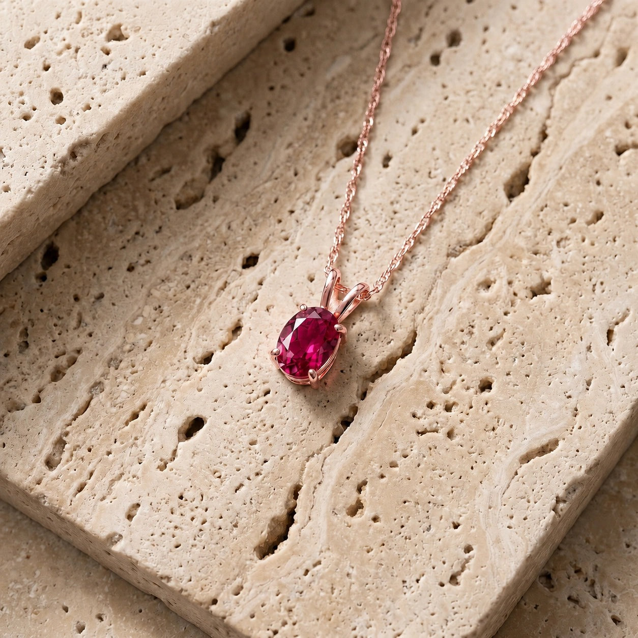 Rose Gold Belle Necklace Ruby 10K — Mimosa