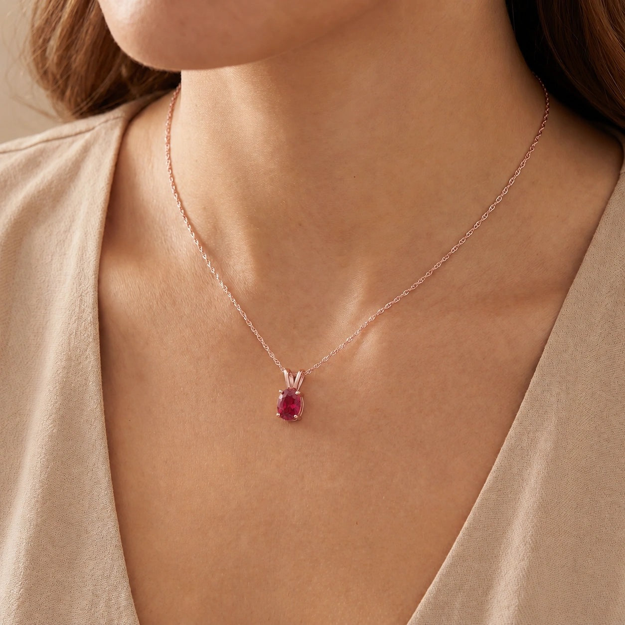 Rose Gold Belle Necklace Ruby 10K — Mimosa