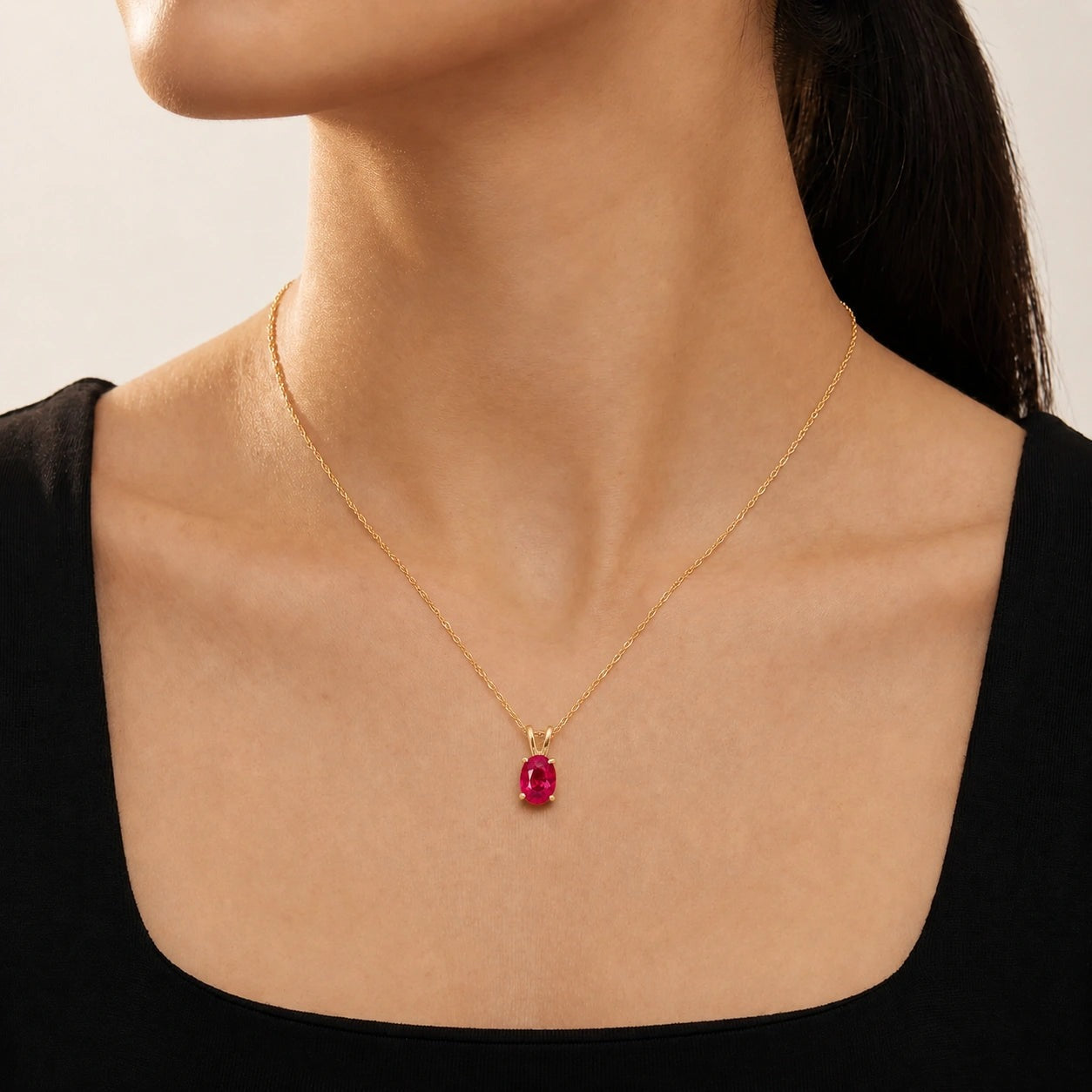 Yellow Gold Belle Necklace Ruby 10K — Mimosa