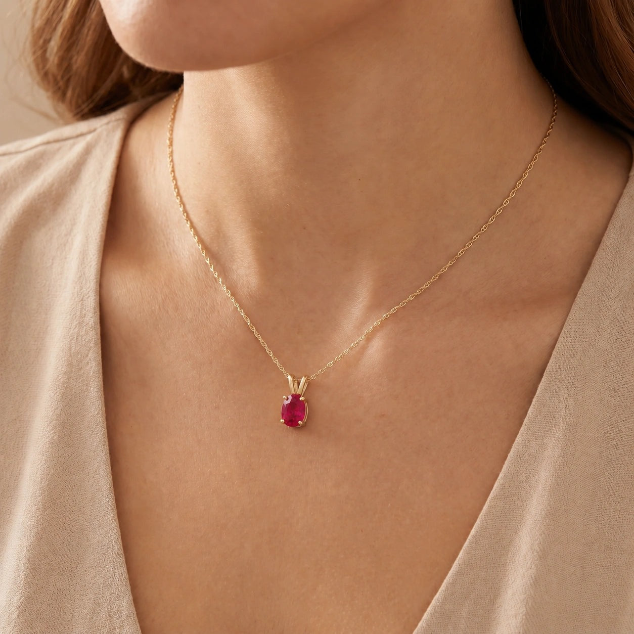 Yellow Gold Belle Necklace Ruby 10K — Mimosa