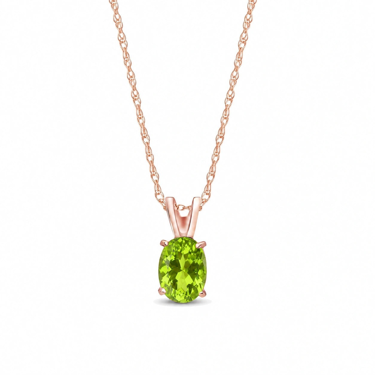 Rose Gold Belle Necklace Peridot 10K — Mimosa