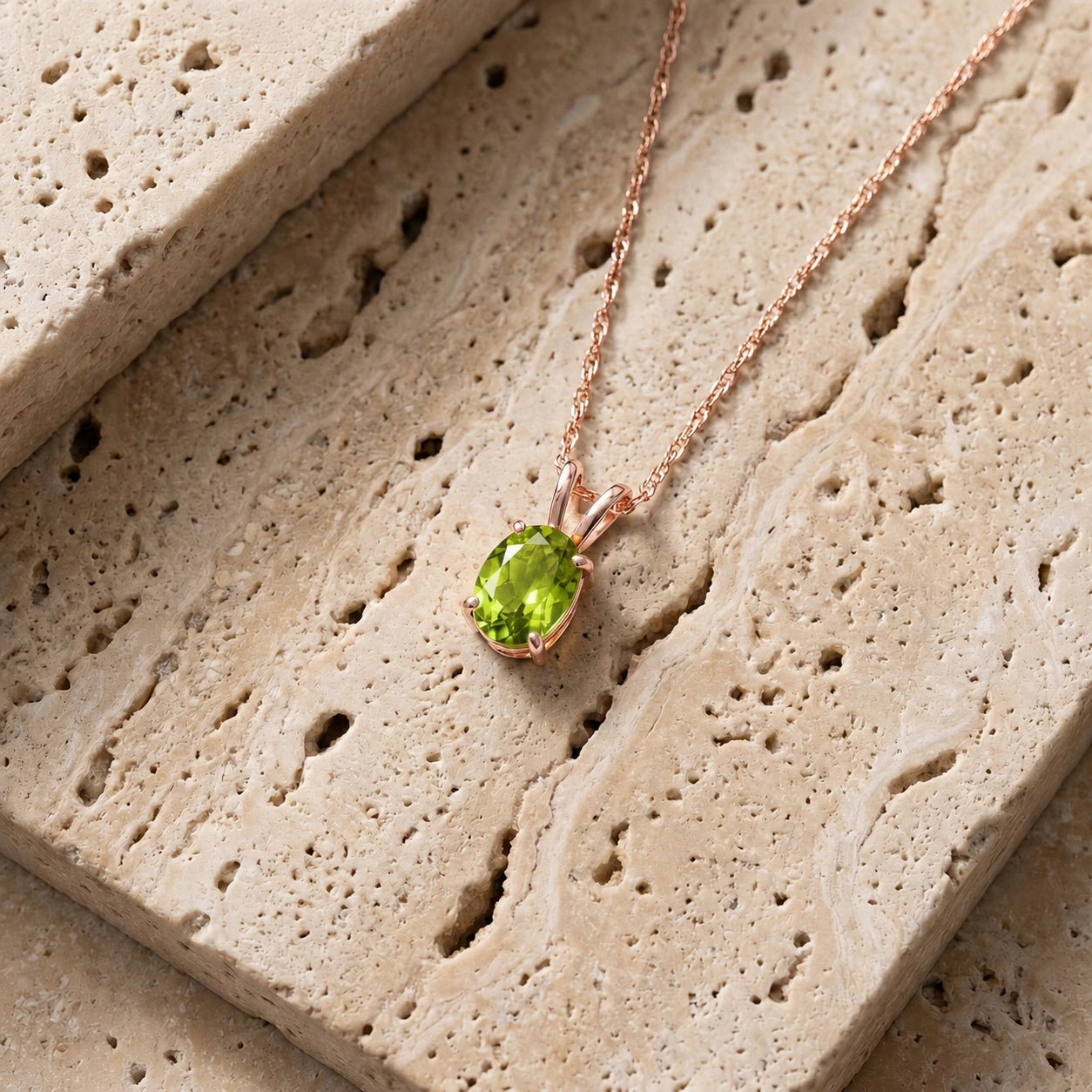 Rose Gold Belle Necklace Peridot 10K — Mimosa