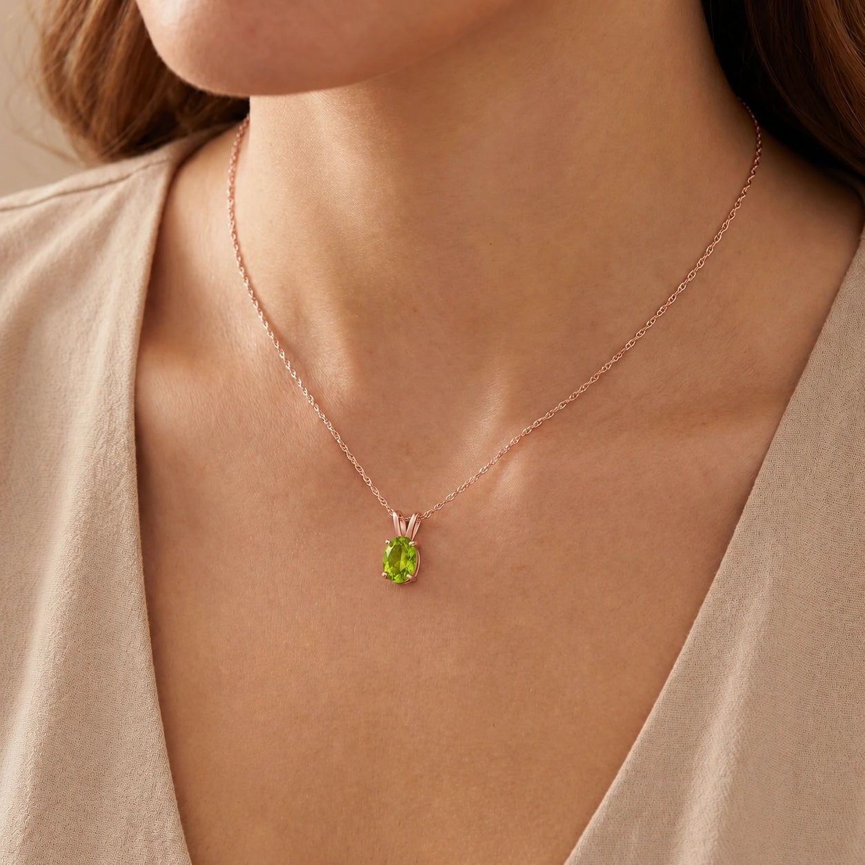 Rose Gold Belle Necklace Peridot 10K — Mimosa
